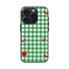 Green Cherry Gingham Aesthetic Case